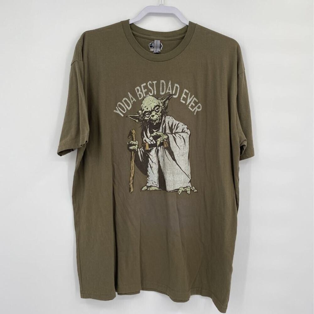 Star Wars Yoda Best Dad Ever Mens Next Level Graphic T-Shirt Green Crew XXL